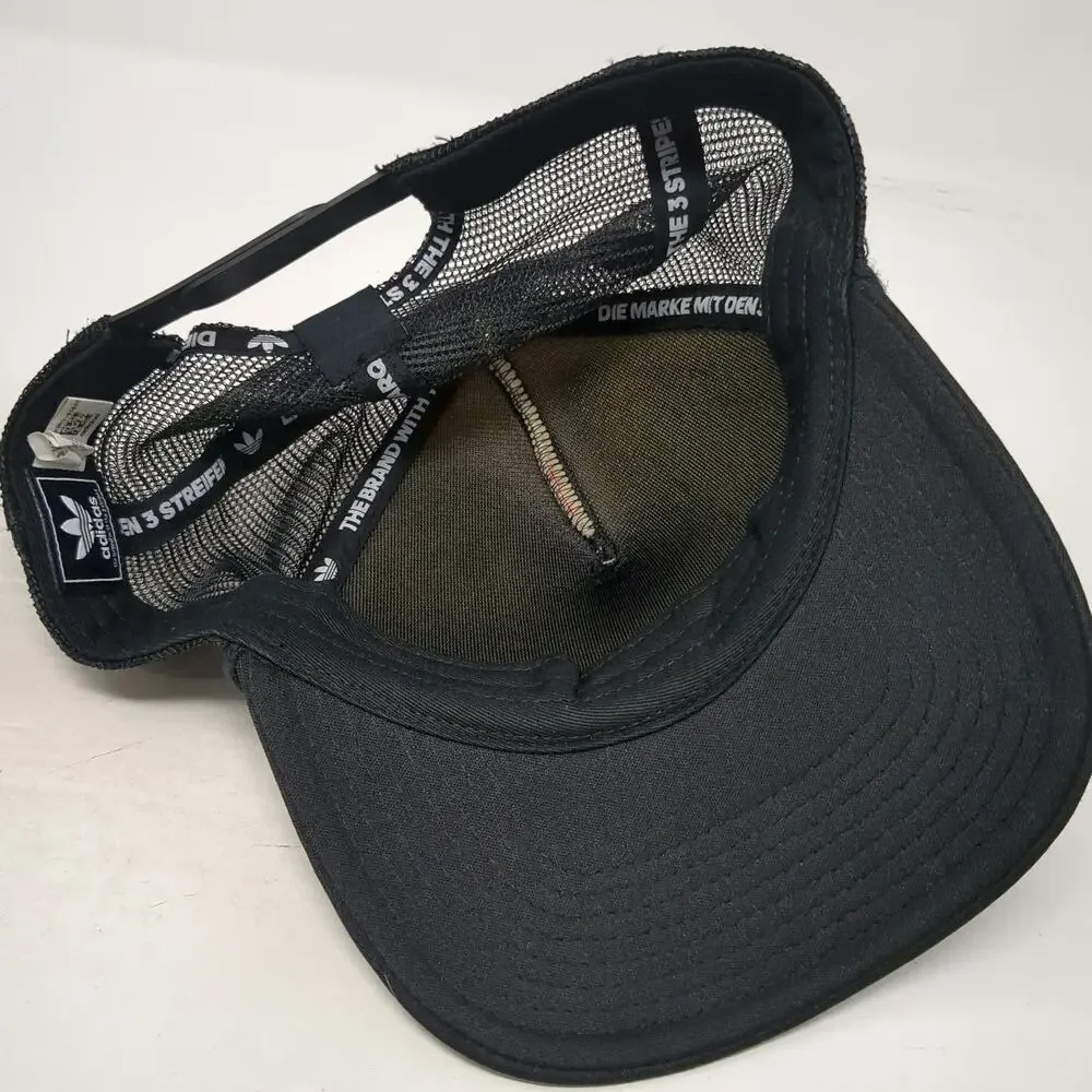 Adidas Trucker Hat White Black One Size Mesh All Over Trefoil Logo Snapback